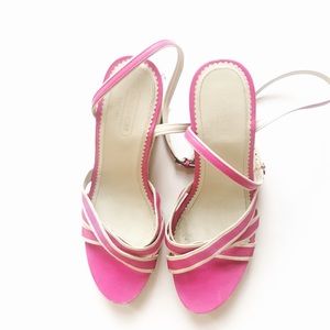 Coach pink wrap around wedges
